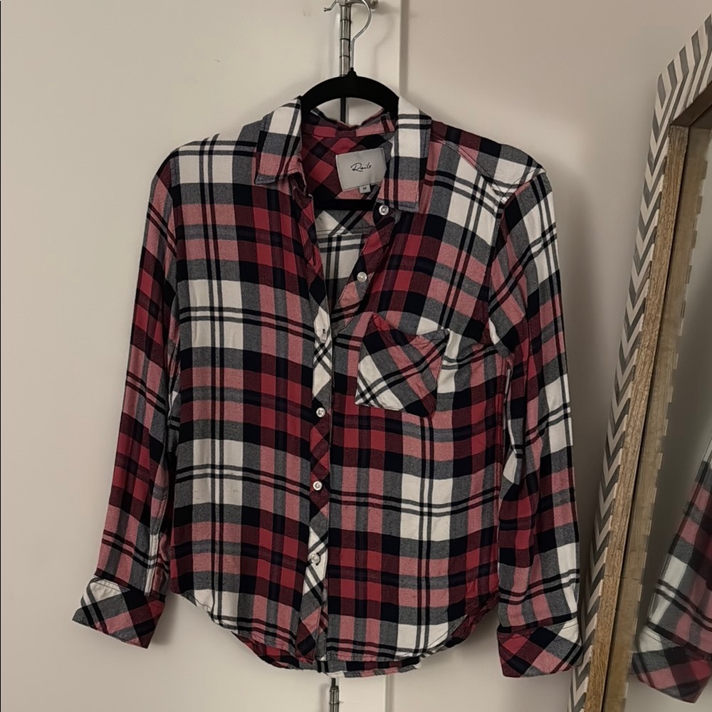 Pink and Black Plaid Button-Up Shirt from Rails